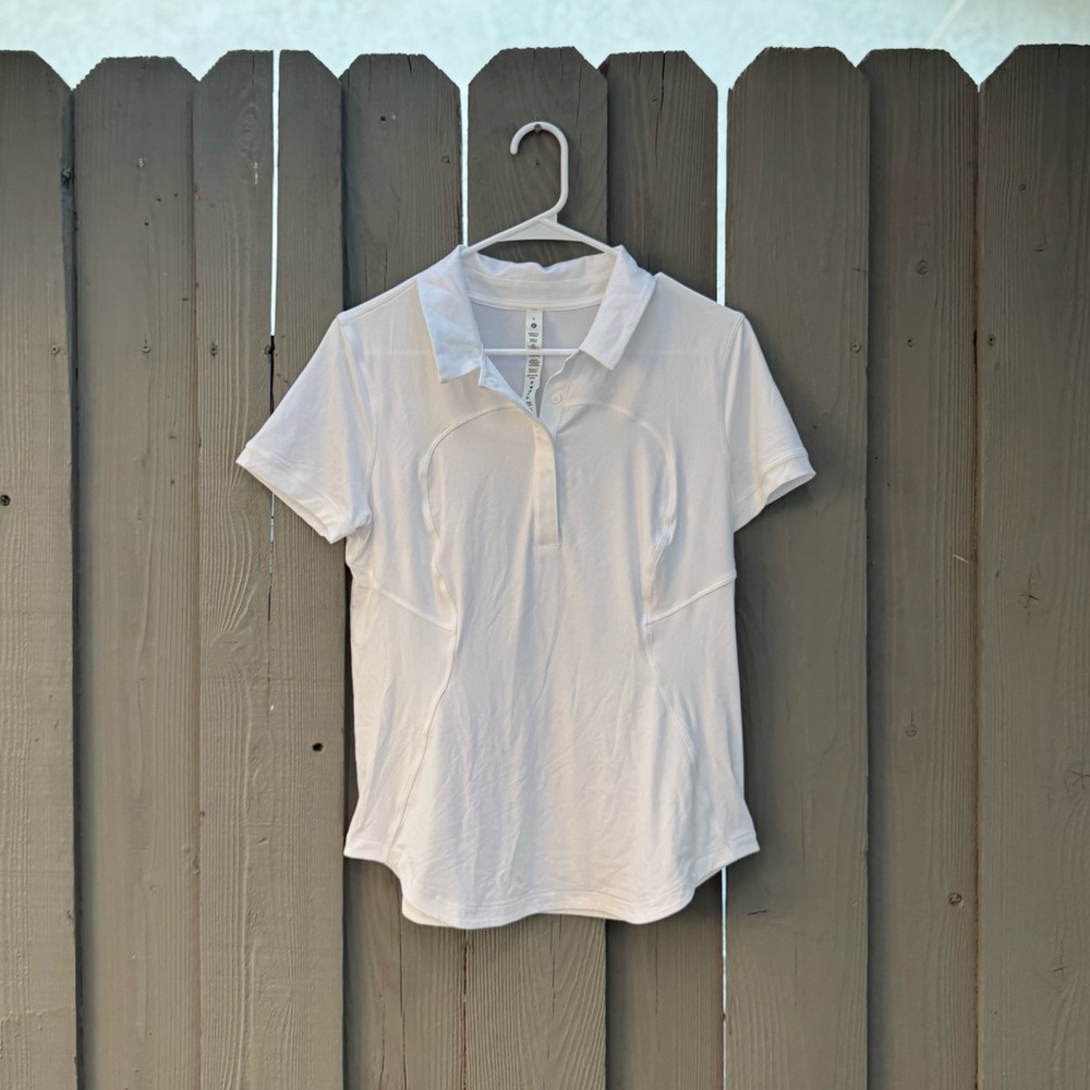 Lululemon Crisp White Athletic Performance Polo Top Women’s Size 8 - Picture 4 of 9
